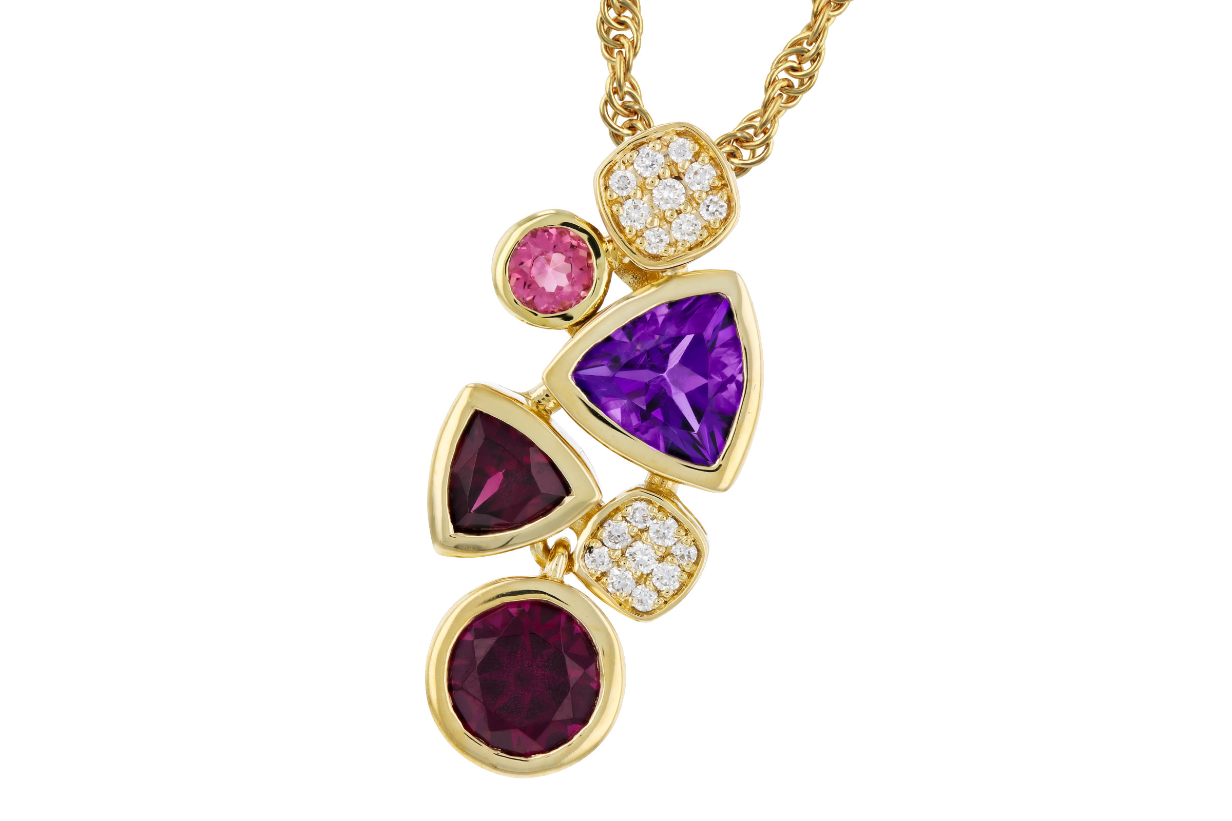 K330-11067: NECKLACE 1.34 SEMI-PREC (AM,RHO,PT) 1.40 TGW