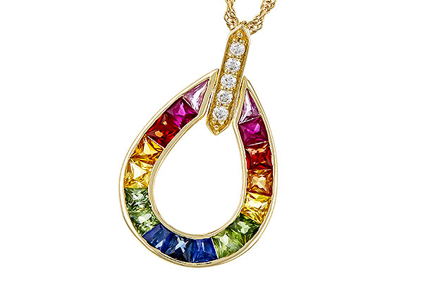 M329-21030: NECKLACE 1.10 MULTI-COLOR SAPPH 1.15 TGW